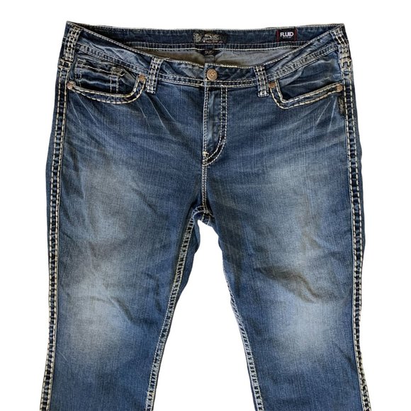 Silver Jeans Suki Mid Capri Womens Jeans Tag 22 Blue W42xL24 Stretch Denim - Picture 3 of 12